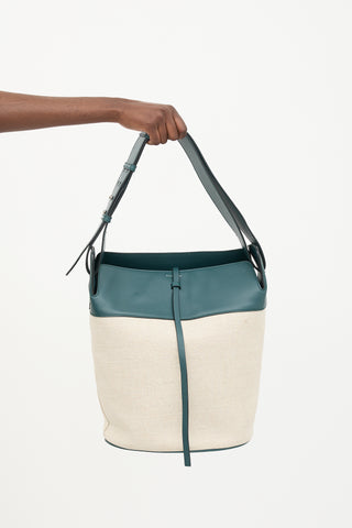 Burberry Canvas & Leather Large Bucket Bag