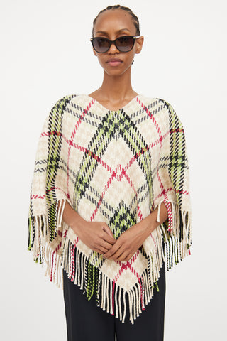 Burberry Cream & Multi Cashmere & Wool Poncho