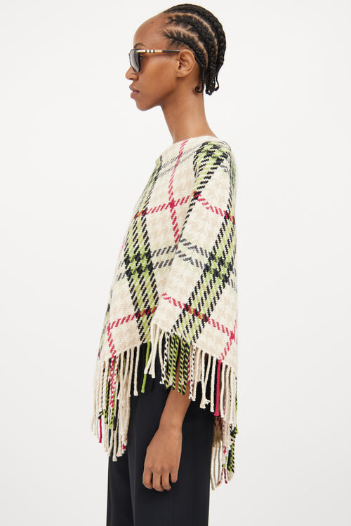 Burberry Cream & Multi Cashmere & Wool Poncho