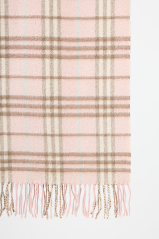 Burberry Cashmere Check Fringe Scarf