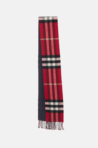 Burberry Cashmere Check Fringe Scarf