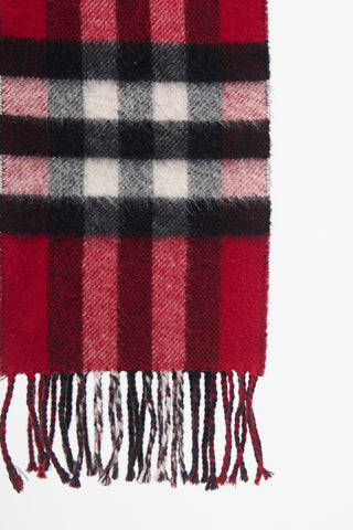 Burberry Cashmere Check Fringe Scarf