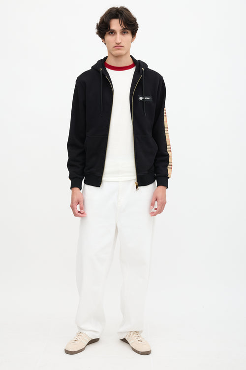 Burberry Check Panel Logo Hoodie