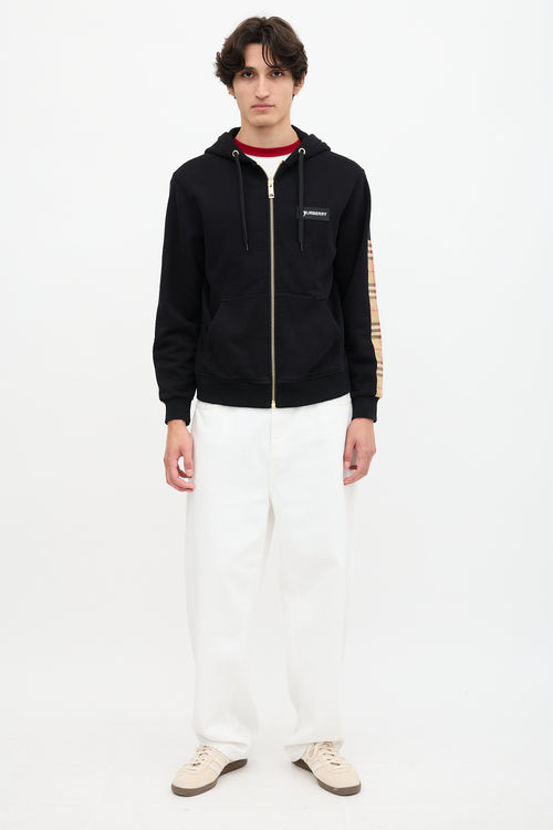 Burberry Check Panel Logo Hoodie