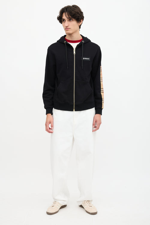 Burberry Check Panel Logo Hoodie