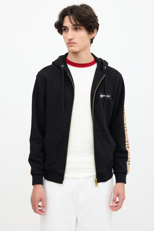 Burberry Check Panel Logo Hoodie