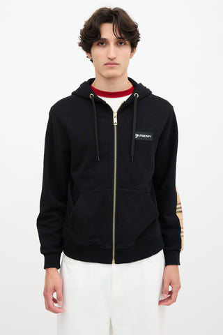 Burberry Check Panel Logo Hoodie