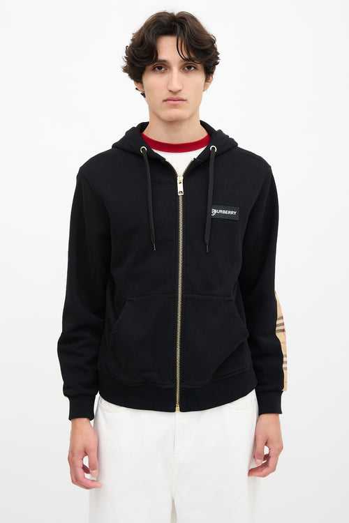 Burberry Check Panel Logo Hoodie