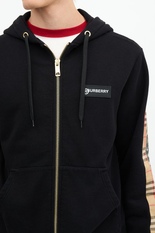 Burberry Check Panel Logo Hoodie