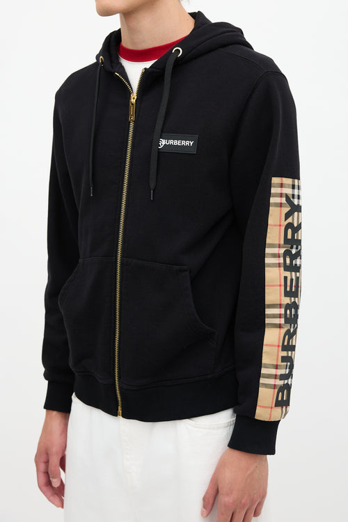 Burberry Check Panel Logo Hoodie