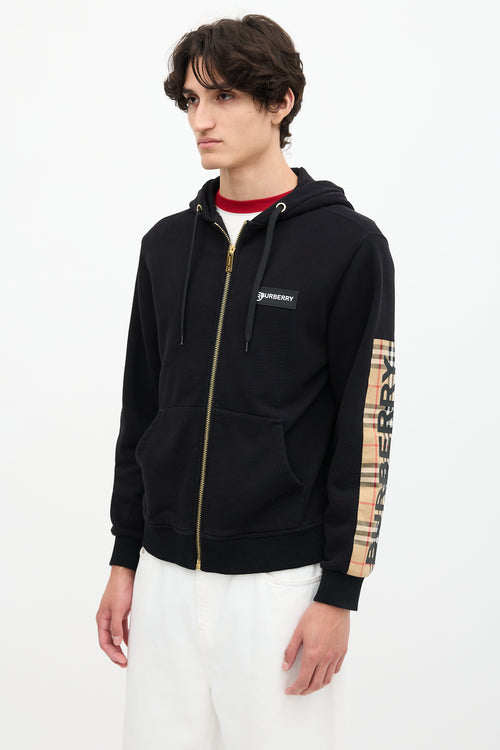 Burberry Check Panel Logo Hoodie