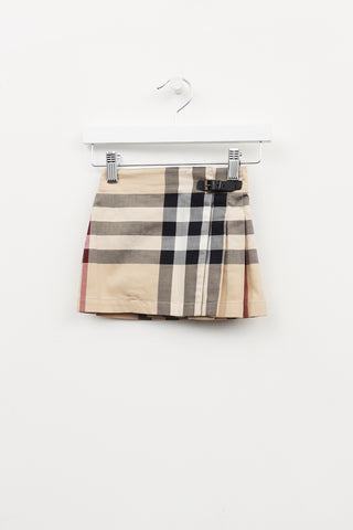 Burberry Nova Check Pleated Skirt