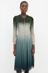 Burberry Chiffon Plissé Ombré Dress