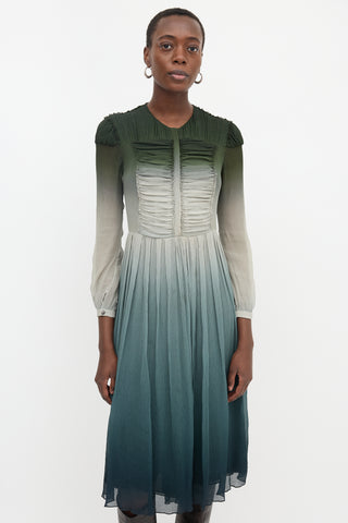 Burberry Chiffon Plissé Ombré Dress