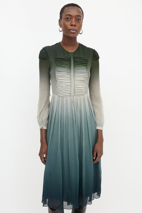 Burberry Chiffon Plissé Ombré Dress