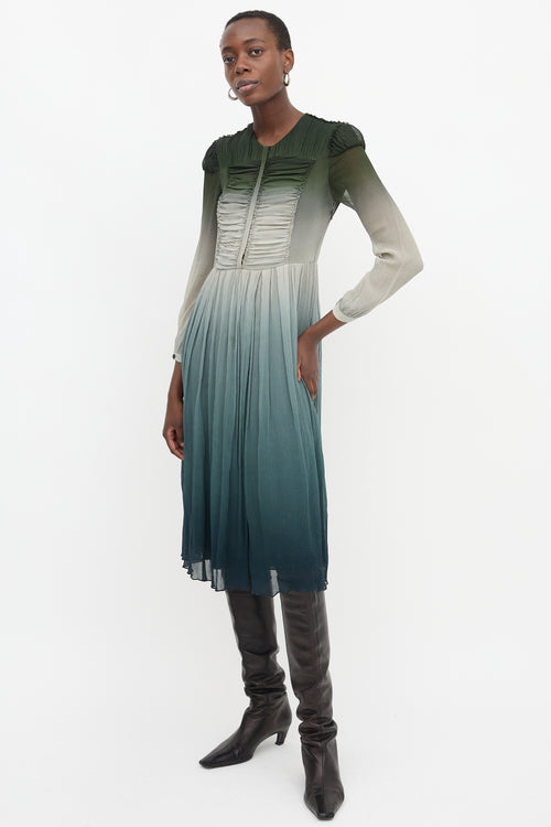 Burberry Chiffon Plissé Ombré Dress