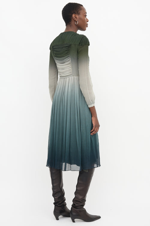 Burberry Chiffon Plissé Ombré Dress