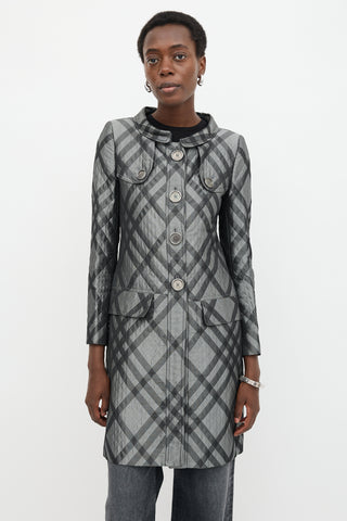 Burberry Satin Quilted Check Coat