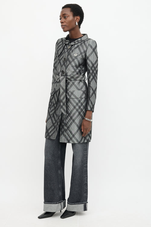 Burberry Satin Quilted Check Coat