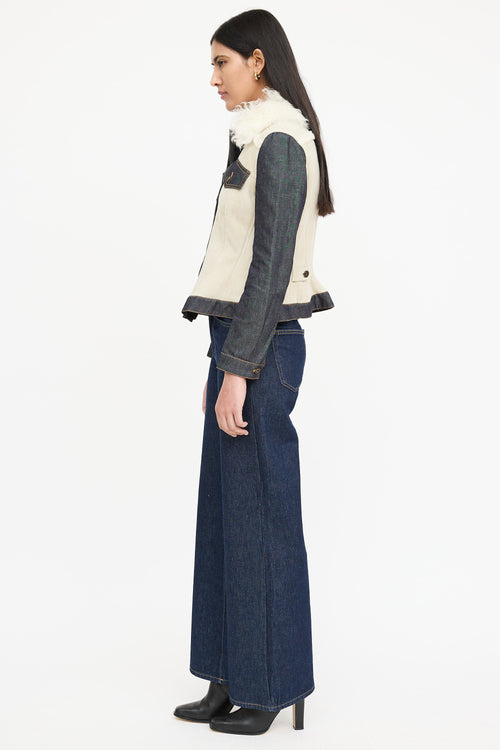 Burberry Shearling Trim Denim Jacket