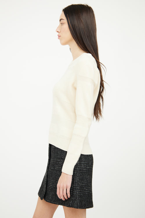 Burberry Cream Wool & Cashmere Tonal Check Sweater