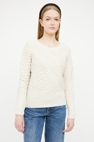 Burberry Cream Cable Knit Sweater