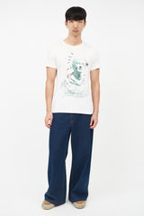 Burberry Cream & Multicolour Man Print T-Shirt