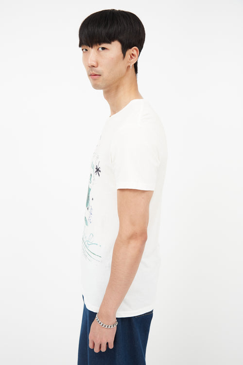 Burberry Cream & Multicolour Man Print T-Shirt