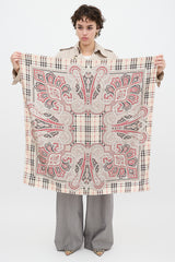 Burberry Cream & Multicolour Silk Paisley & Nova Check Scarf