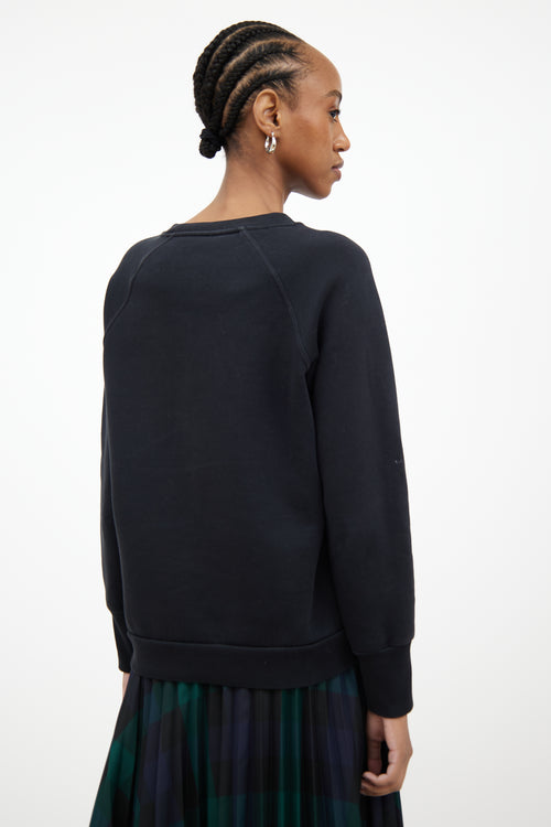 Burberry Black Embroidered Crewneck Sweatshirt