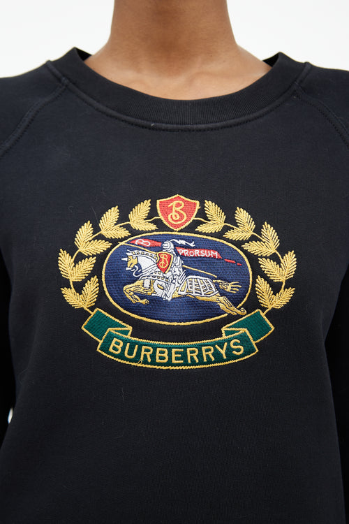 Burberry Black Embroidered Crewneck Sweatshirt