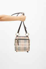 Burberry Dark Brown Haymarket Bridle Crossbody Bag