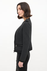 Burberry Dark Grey Collarless Zip Jacket