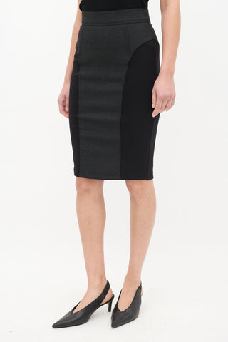 Burberry Dark Grey Panelled Pencil Skirt