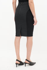 Burberry Dark Grey Panelled Pencil Skirt