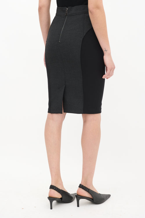 Burberry Dark Grey Panelled Pencil Skirt