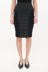 Burberry Dark Grey Panelled Pencil Skirt