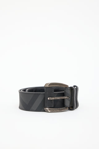 Burberry Dark Grey & Black Leather Nova Check Belt