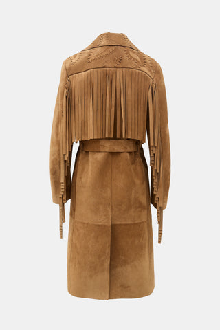 Burberry FW 2015 Suede Fringe Coat