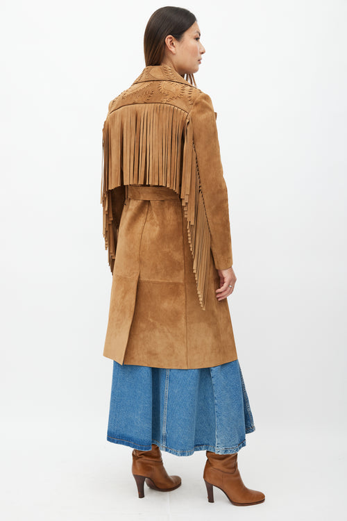 Burberry Fall 2015 Brown Suede Fringe Coat