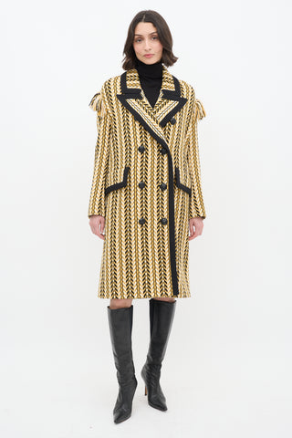 Burberry Fall 2016 Black & Yellow Wool Fringe Coat