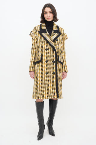 Burberry Fall 2016 Black & Yellow Wool Fringe Coat