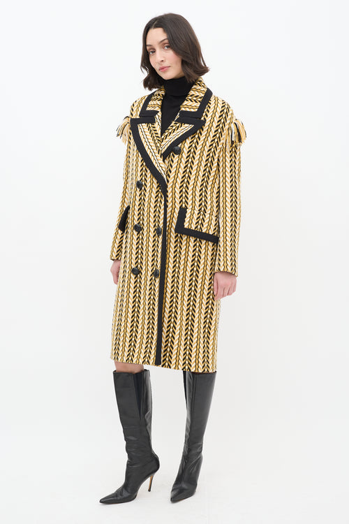 Burberry Fall 2016 Black & Yellow Wool Fringe Coat