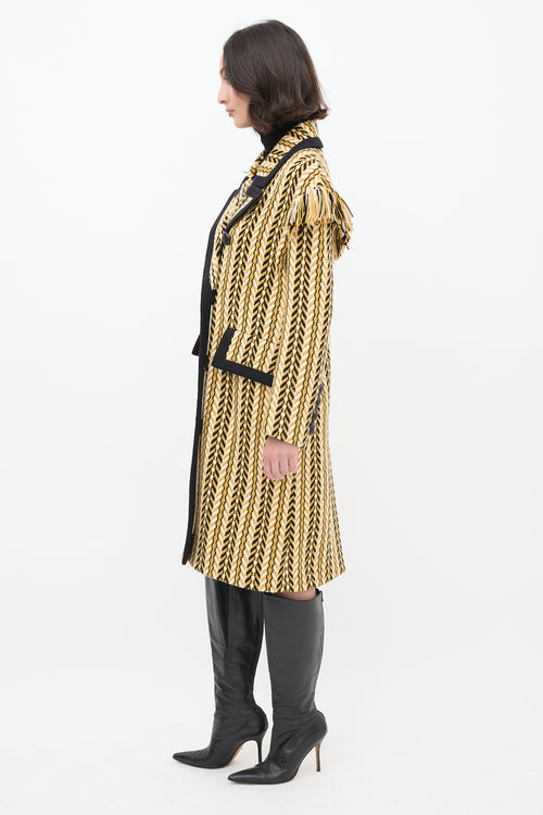 Burberry Fall 2016 Black & Yellow Wool Fringe Coat