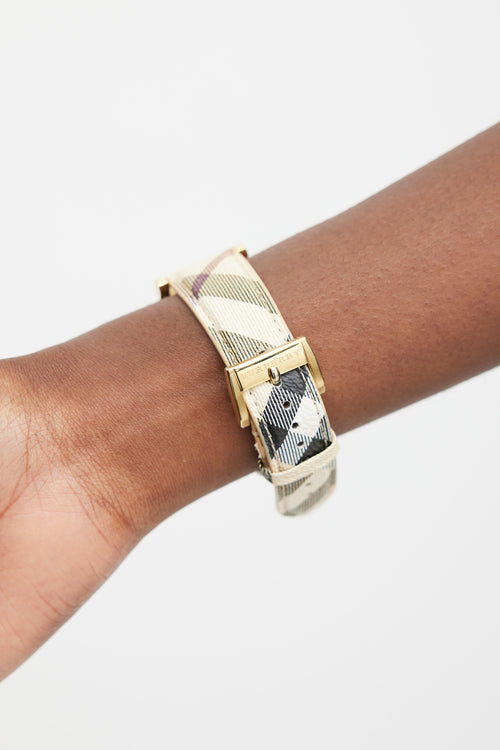 Burberry Gold & Beige Haymarket The City Nova Check Watch