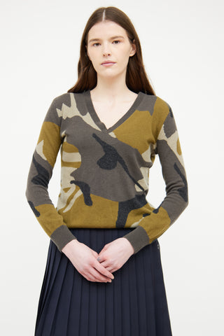 Burberry Brit Green Camo Long Sleeve Sweater