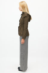 Burberry Green Hooded Nylon Short Trench Coat