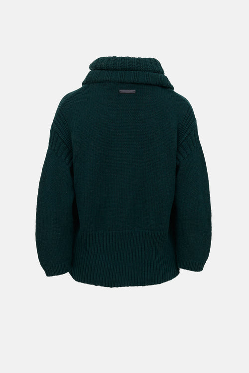 Burberry Wool Fur Trim Cardigan