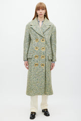 Burberry Green & Multicolour Laminated Cashmere Coat