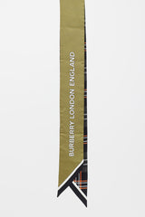 Burberry Green & Multicolour Plaid Silk Tie Scarf